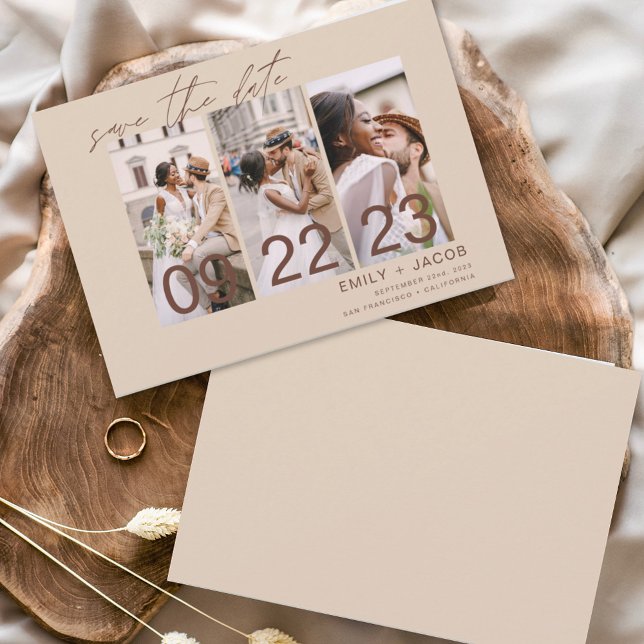 Reserve A Data Boho Save the Date 3 Photo Terracotta (Criador carregado)