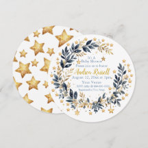 Boho Stars Greenery Baby Shower Invitation