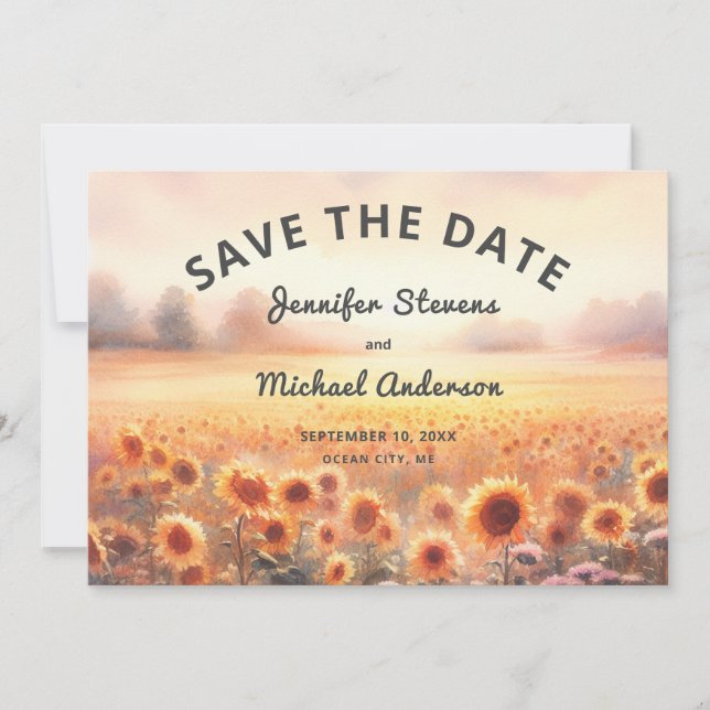 Reserve A Data Boho Sunflower Rustic Watercolor Casamento (Frente)