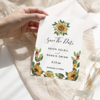 Boho Sunflower Weding Save The Date Card