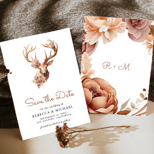 Reserve A Data Boho Terracota Floral Veado Casamento