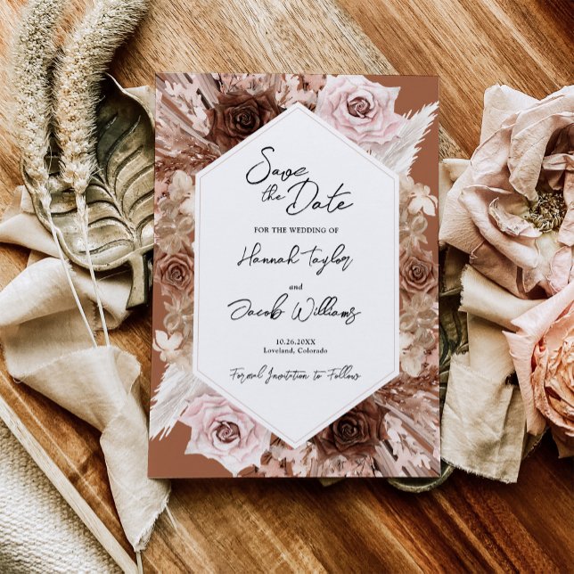 Reserve A Data Boho Terracotta Floral Wedding (Criador carregado)