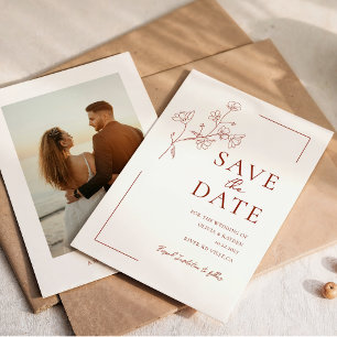 Reserve A Data Boho Terracotta Floral Weding Date