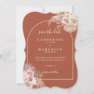 Reserve A Data Boho Terracotta Pampas Grama Arco Floral Casamento