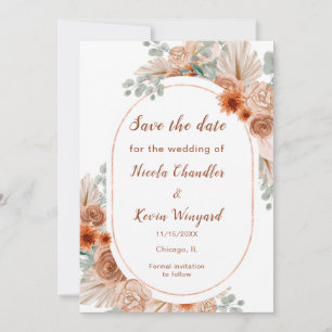 Reserve A Data Boho Terracotta Pampas Grass Salvar a Data