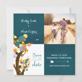 Reserve A Data Boho Trees Teal Wedding Foto para Salvar a Data