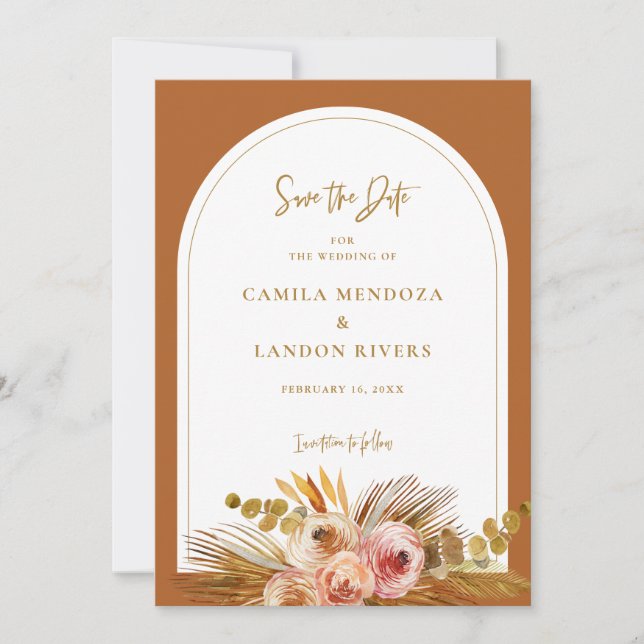 Reserve A Data Boho Tropical Save The Date Announement Card C103 (Frente)