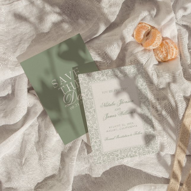 Reserve A Data Boho Verde Sage Floral Botânico Casamento Moderno (Criador carregado)