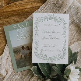 Reserve A Data Boho Verde Sage Floral Foto Casamento Salve O 