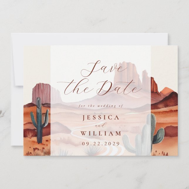 Reserve A Data Boho Watercolor Desert Wedding (Frente)