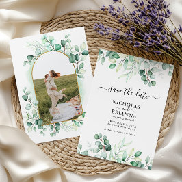 Reserve A Data Boho Watercolor Greenery Eucalyptus Photo Arch
