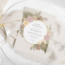 Reserve A Data Boho Weding Pampas Grass Palm Orchid Floral