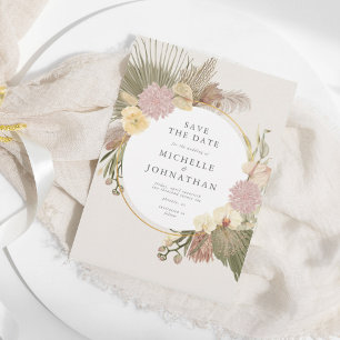 Reserve A Data Boho Weding Pampas Grass Palm Orchid Floral