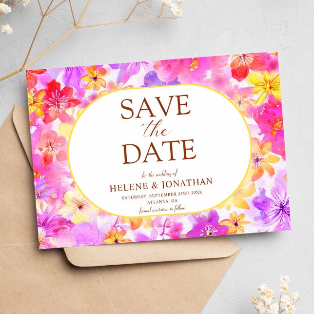 Reserve A Data Boho Wildflower Boho (Garden Flowers Boho Wildflower Elegant Wedding Save The Date)