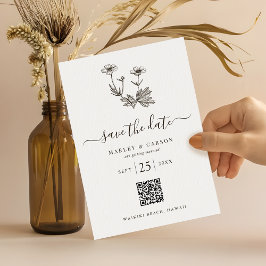 Reserve A Data Boho Wildflower Código QR Casamento