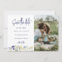 Reserve A Data Boho Wildflower QR Code Casamento de Foto Elegante