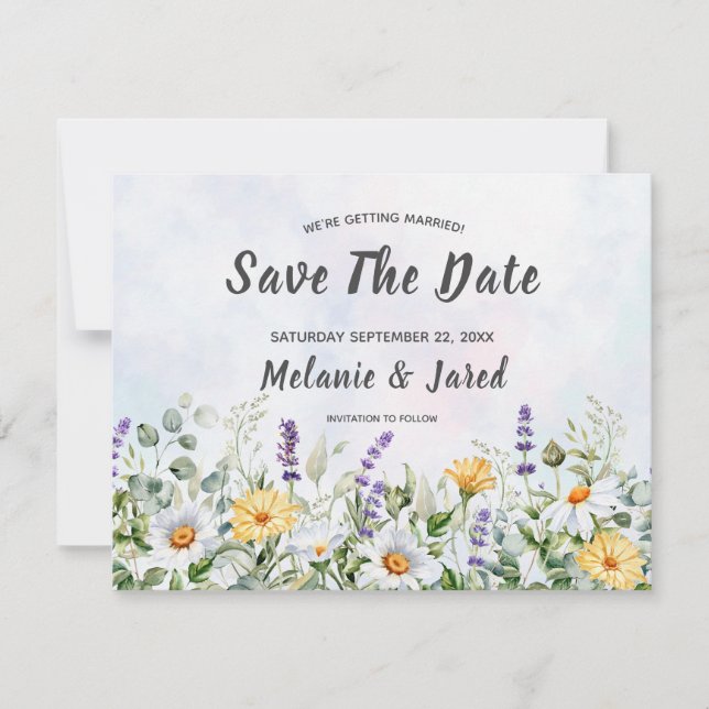 Reserve A Data Boho Wildflower Watercolor Personalizar Casamento (Frente)