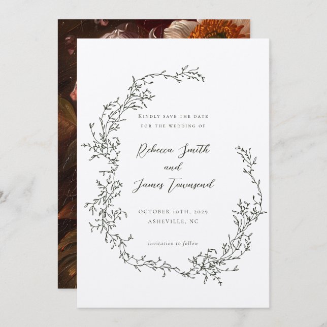 Reserve A Data Boias-Artes De Fita Botânica, Casamento De Oliva (Frente/Verso)