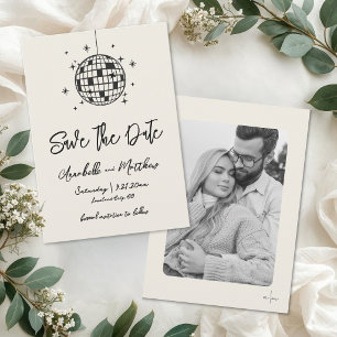 Reserve A Data Bola de Discoteca Desenhada à Mão Foto Casamento