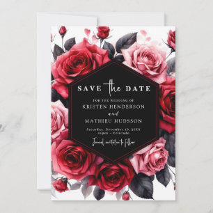 Reserve A Data Bold Floral Crimson Red Wedding