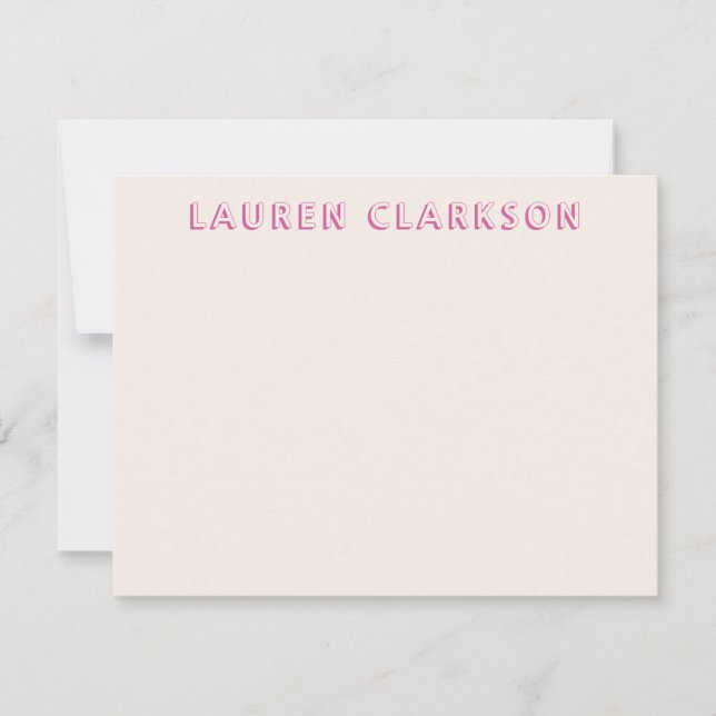 Reserve A Data Bold Pink Name Note Card (Frente)