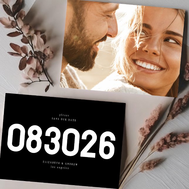 Reserve A Data Bold Simple Big Date em preto e branco (Criador carregado)