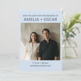 Reserve A Data Bold Soft Blue Photo Modern Typography Wedding
