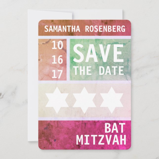 Reserve A Data Bold Star: David Bat Mitzvah Guarda a Data (Frente)