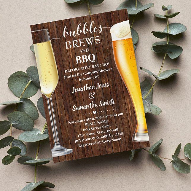 Reserve A Data Bolhas Breve e CHURRASCO Casais Ocidentais Convida (Bubbles Brews and BBQ Couples Shower, Champagne and Beer and BBQ western country wedding)