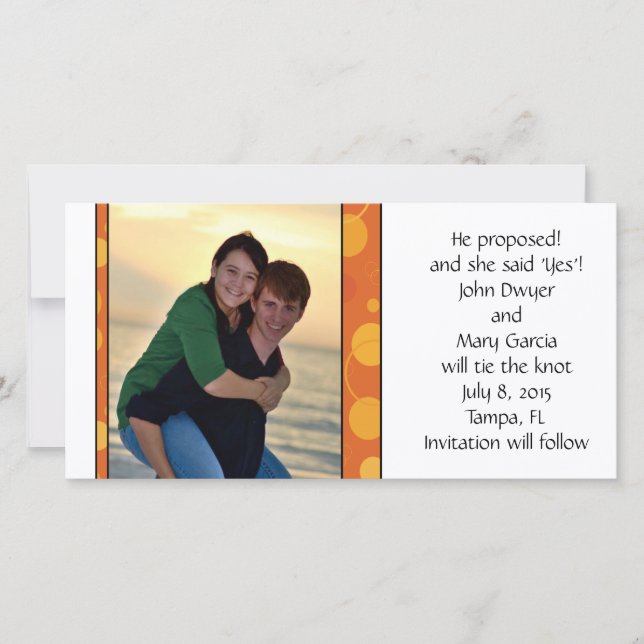 Reserve A Data Bolinhas Laranja Salvar a Data (Frente)