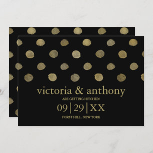 Reserve A Data Bolinhas Pretas e Douradas Modernas Salvem a Data