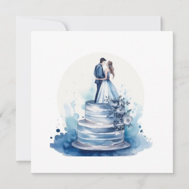 Reserve A Data Bolo de Casamento Floral Azul Salvar (Frente)