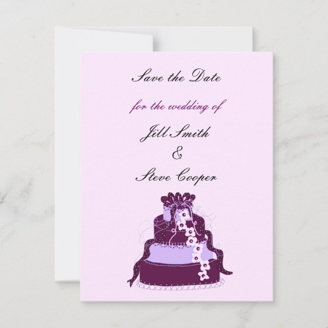 Reserve A Data Bolo de Casamento Roxo Salve a Data (Frente)