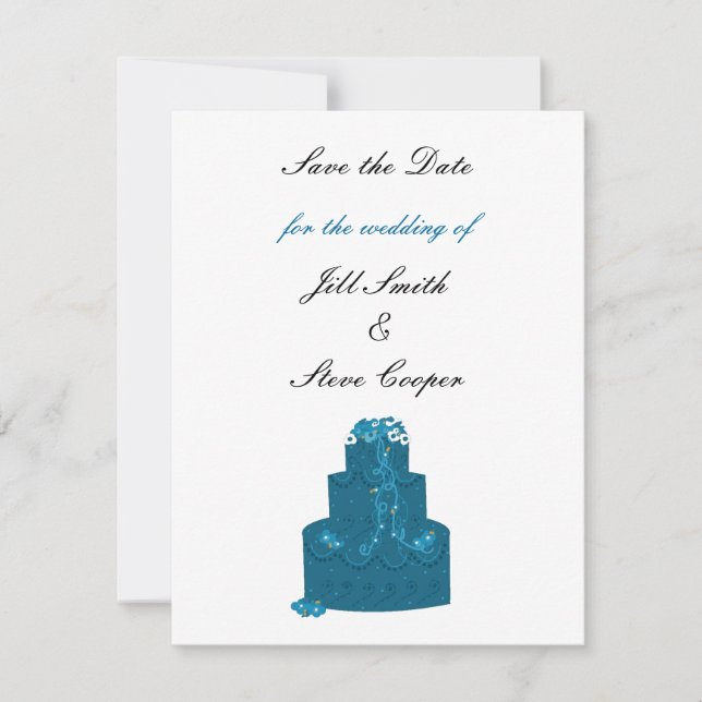 Reserve A Data Bolo de Casamento Teal Salve a Data (Frente)