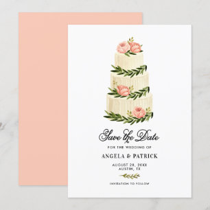 Reserve A Data Bolo Empilhado Rústico Aquarela