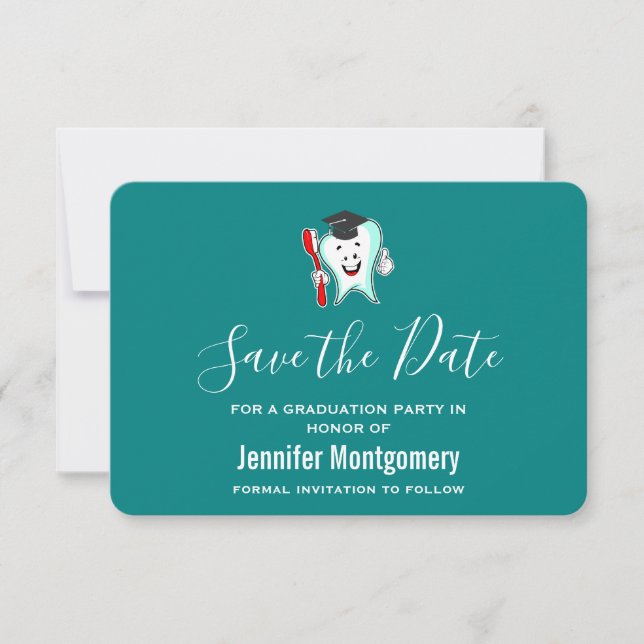 Reserve A Data Boné de formatura dentário feliz (Frente)