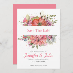 Reserve A Data Bonito Aquarela Vermelha Rosa-Rosa