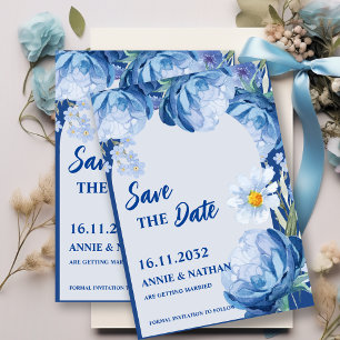 Reserve A Data Bonito Blue Florals Trendy Weding Date