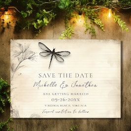 Reserve A Data Bonito Dragonfly Sketch Diário Vintage Casamento