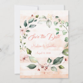 Reserve A Data Bonito Fita de Script Floral Cor-de-Rosa