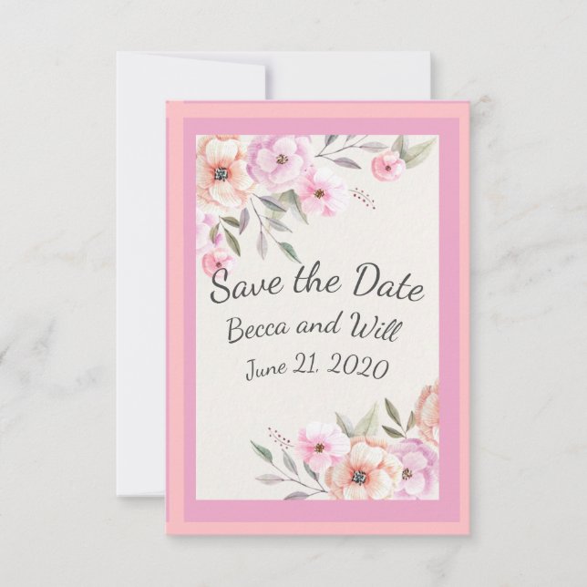 Reserve A Data Bonito Pétalas de Pastel (Frente)