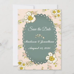 Reserve A Data Bonito Script Floral Pastel Rosa Romântico