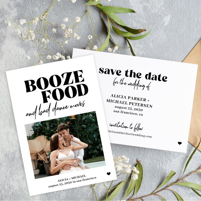Reserve A Data Booze comida dança ruim move casamento casual (Criador carregado)