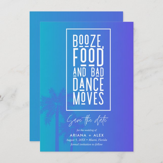 Reserve A Data Booze Comida e Má Dança (Frente/Verso)