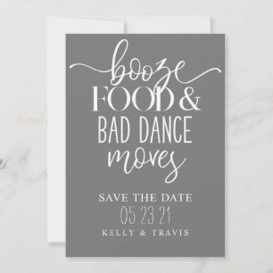 Reserve A Data Booze Comida e Má Dança Deslocam Casamento