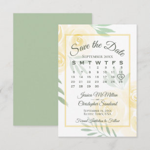 Reserve A Data Borboleta Amarela Boho Rosas Calendário Elegante C