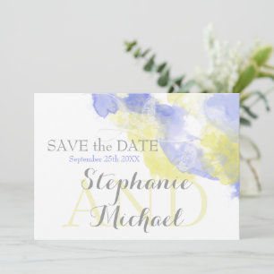 Reserve A Data Borboleta de Aquarela Periwinkle Lemon SavetheDate