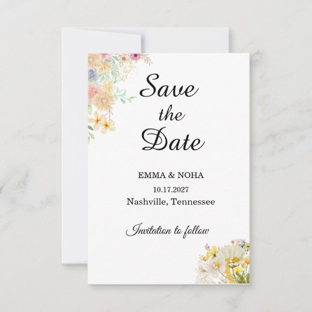 Reserve A Data Borboleta do Girassol Dourado Casamento Prado (Frente)
