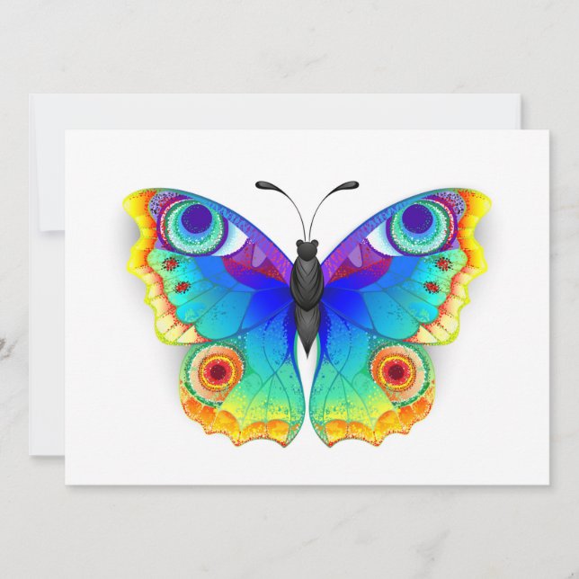 Reserve A Data Borboleta Pavão Olho de Arco-Íris (Frente)