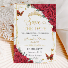 Reserve A Data Borboletas Douradas da rosa vermelha Quinceanera S